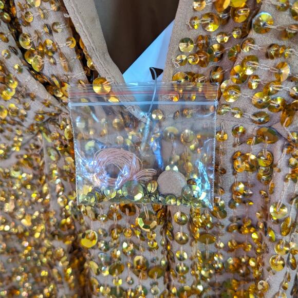 ASOS Modern Batwing Sleeve Midi Dress Sequin Gold Women Small Size 4 - Picture 4 of 16